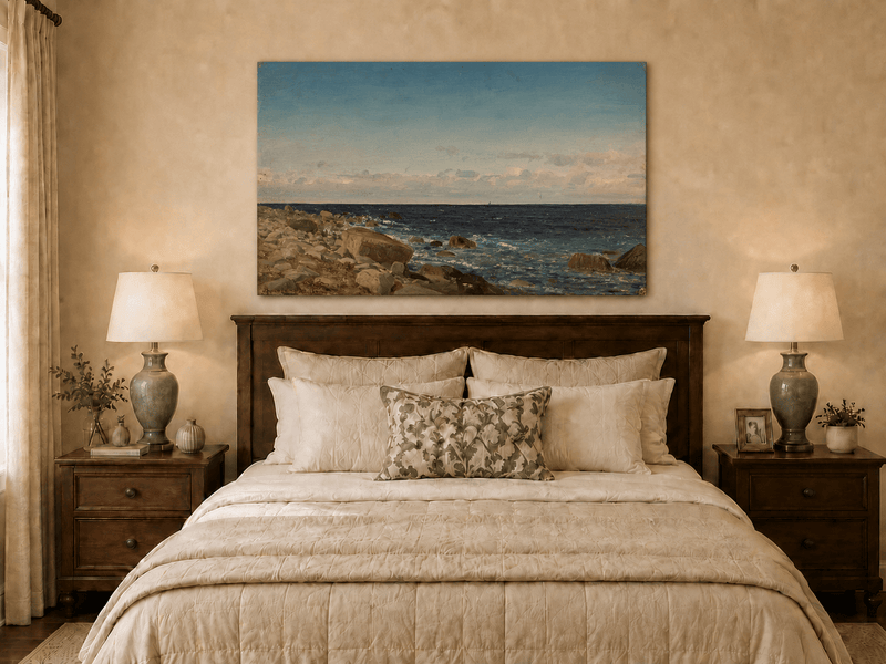 Landscape Oil Painting - Rocky Ocean Shore with Rolling Waves