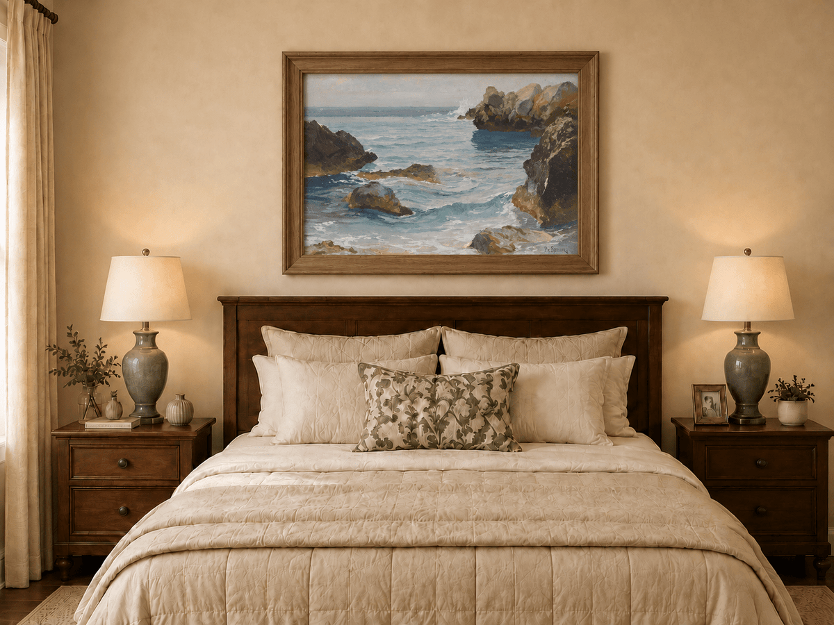 Landscape Oil Painting - Rocky Seascape Waves | Hand-Painted