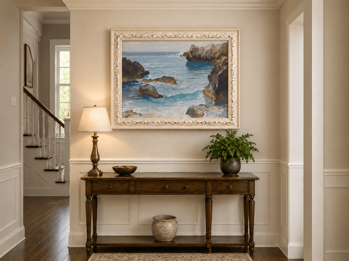 Landscape Oil Painting - Rocky Seascape Waves | Hand-Painted