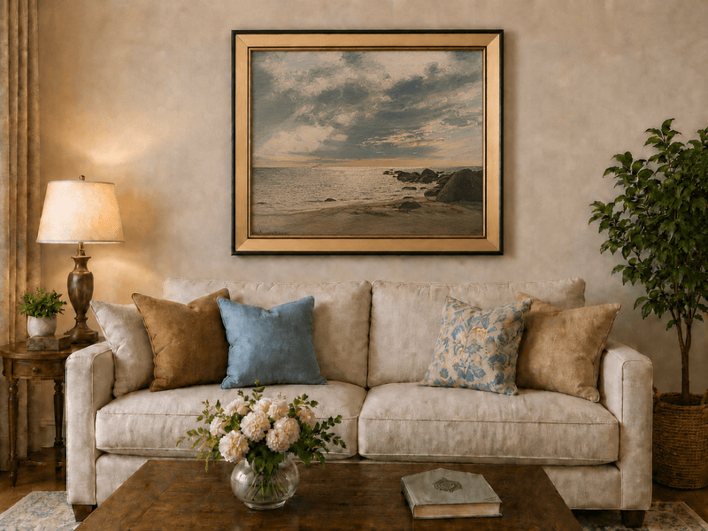 Landscape Oil Painting - Rocky Seashore Under Dramatic Clouds
