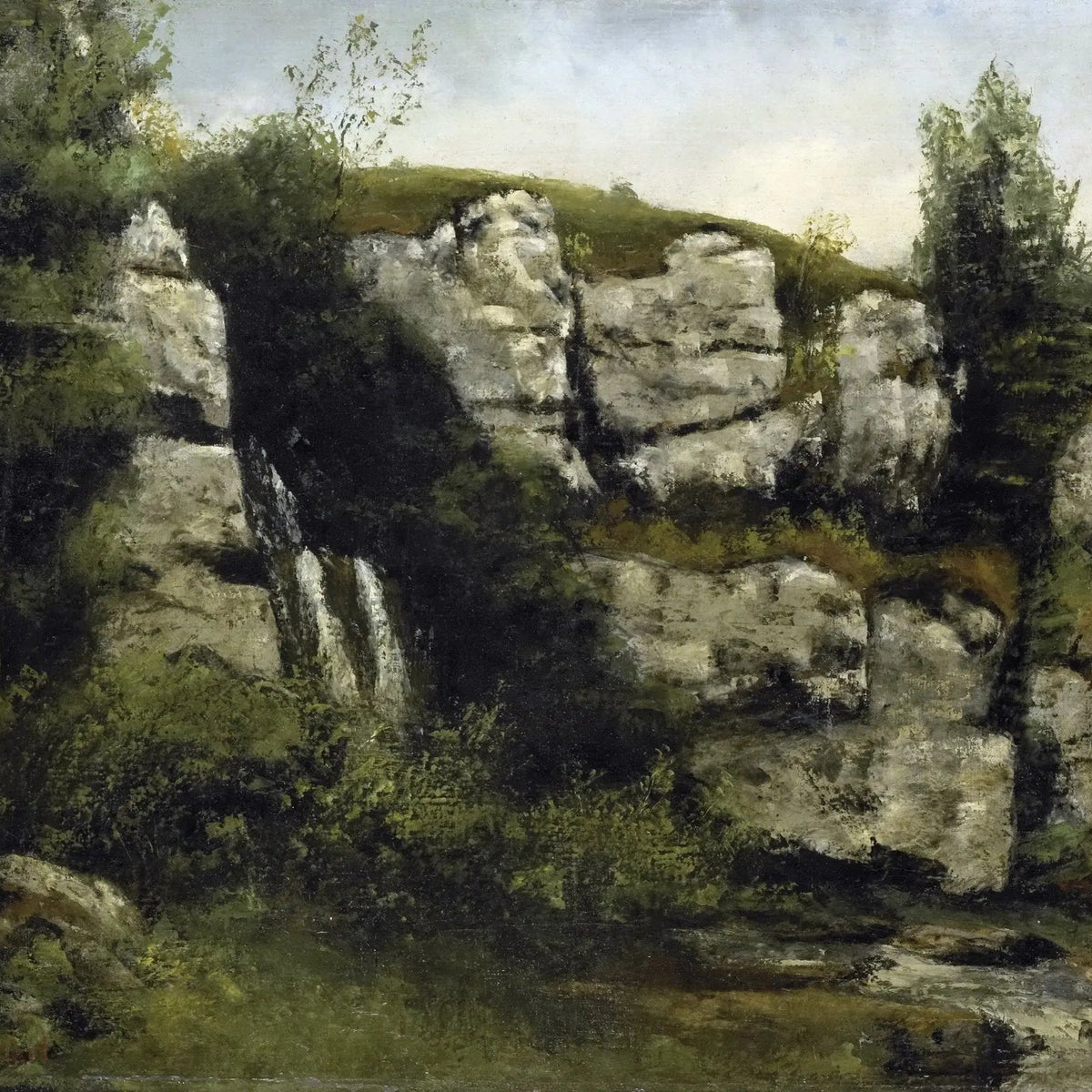 Landscape Oil Painting - Rocky Waterfall Scene - Oil Painting Haven