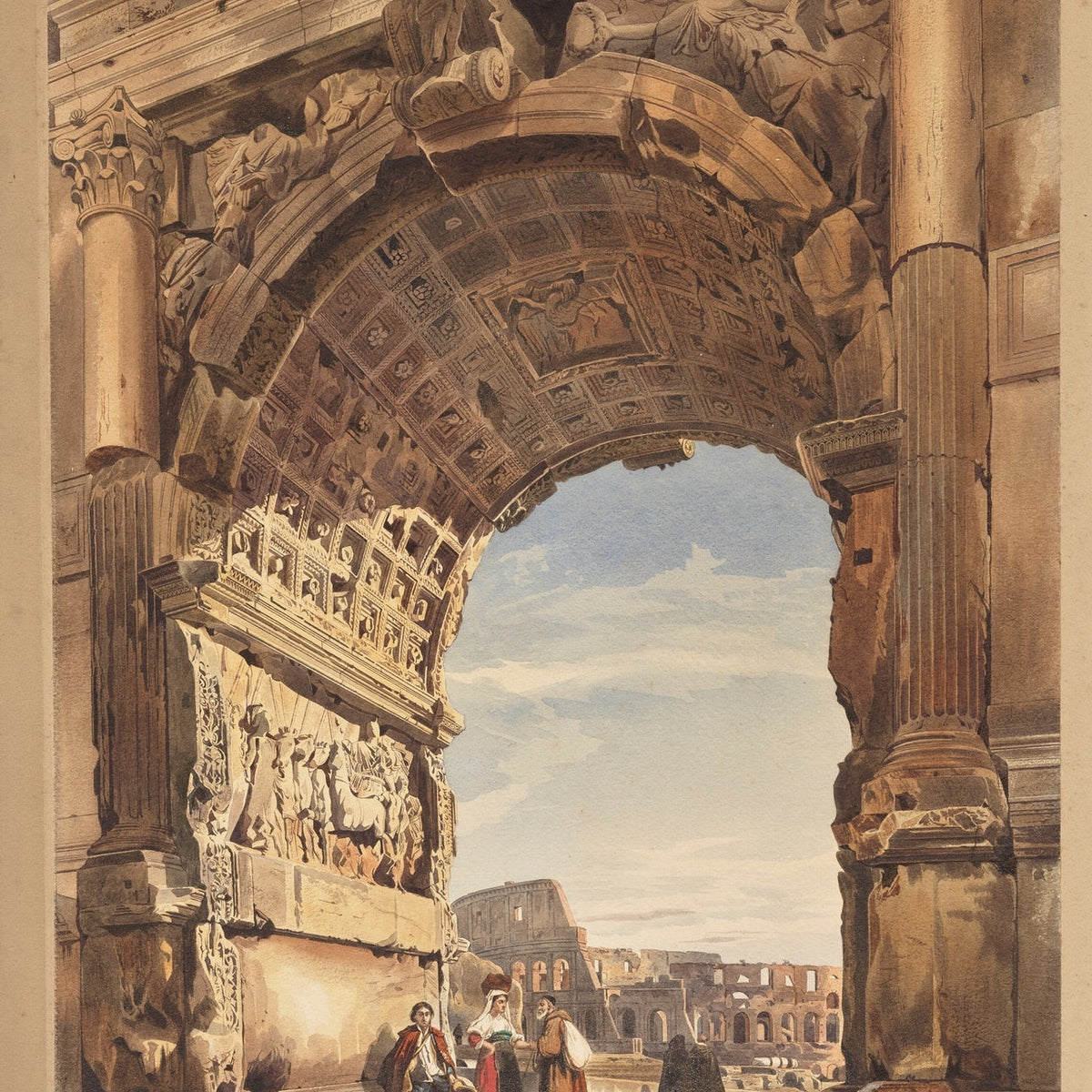 Landscape Oil Painting - Roman Arch and Colosseum Ruins View - Oil Painting Haven