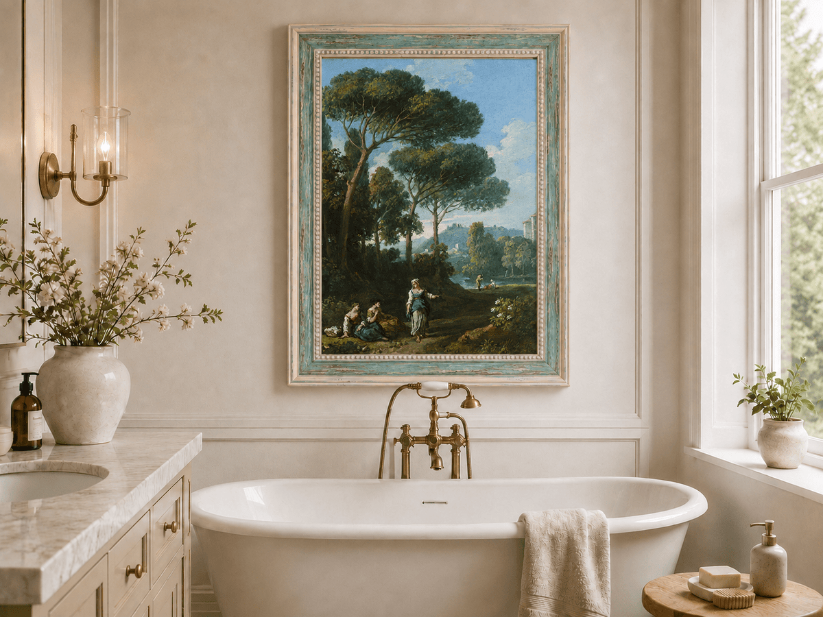 Landscape Oil Painting - Roman Countryside with Figures