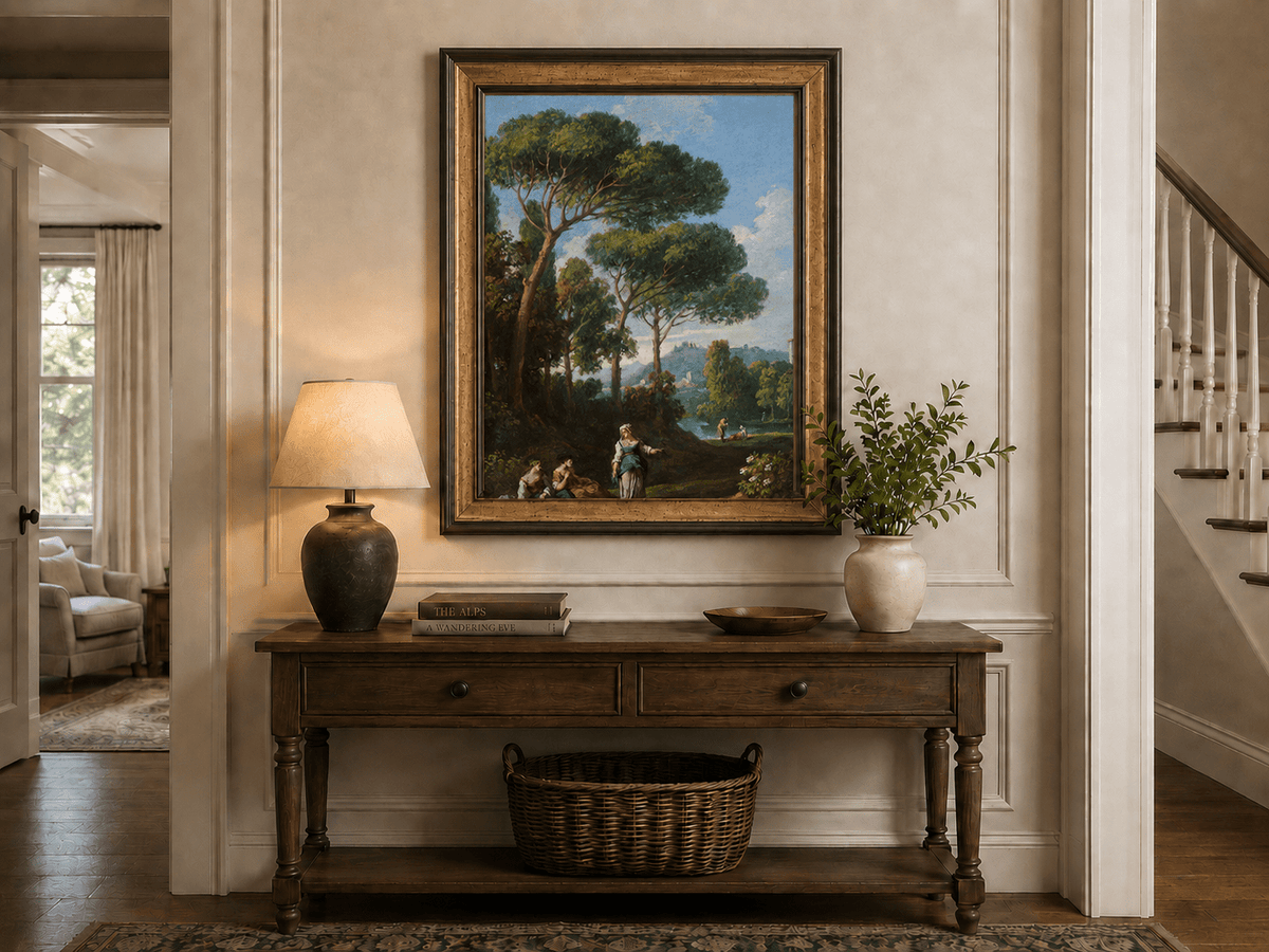 Landscape Oil Painting - Roman Countryside with Figures