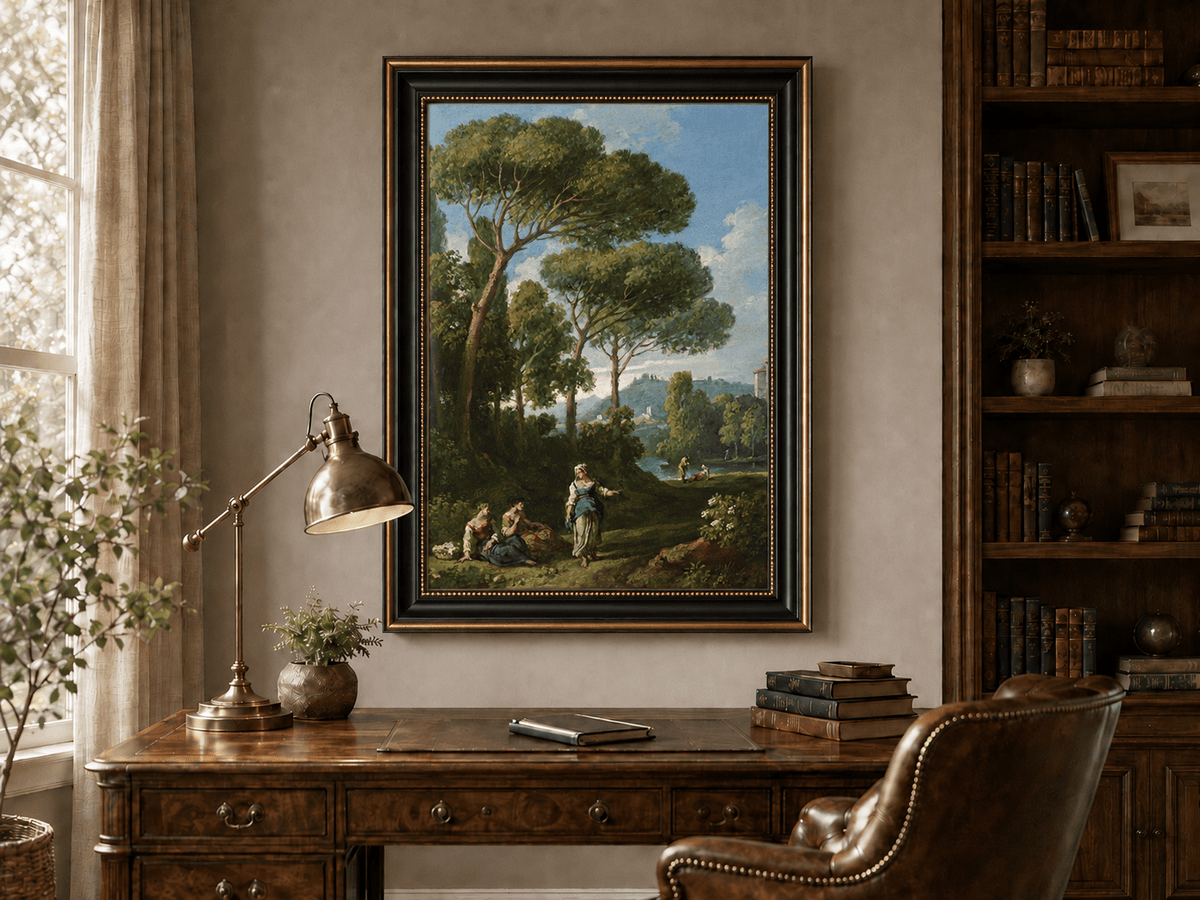 Landscape Oil Painting - Roman Countryside with Figures