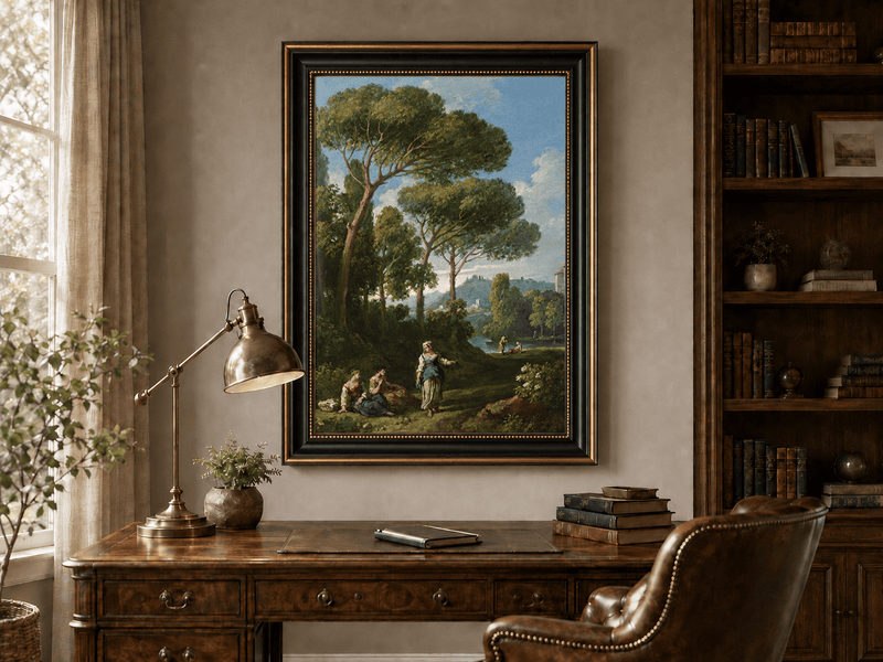 Landscape Oil Painting - Roman Countryside with Figures