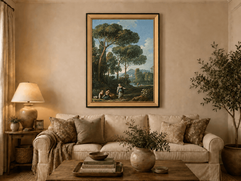 Landscape Oil Painting - Roman Countryside with Figures