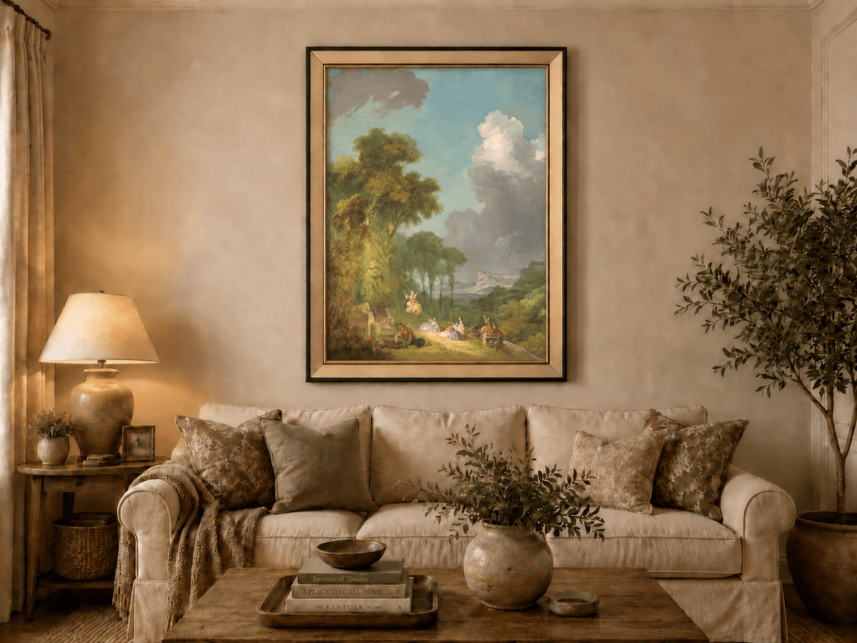 Landscape Oil Painting - Romantic Garden Landscape Figures &