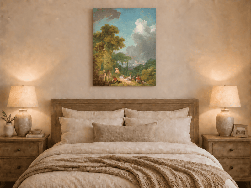 Landscape Oil Painting - Romantic Garden Landscape Figures &