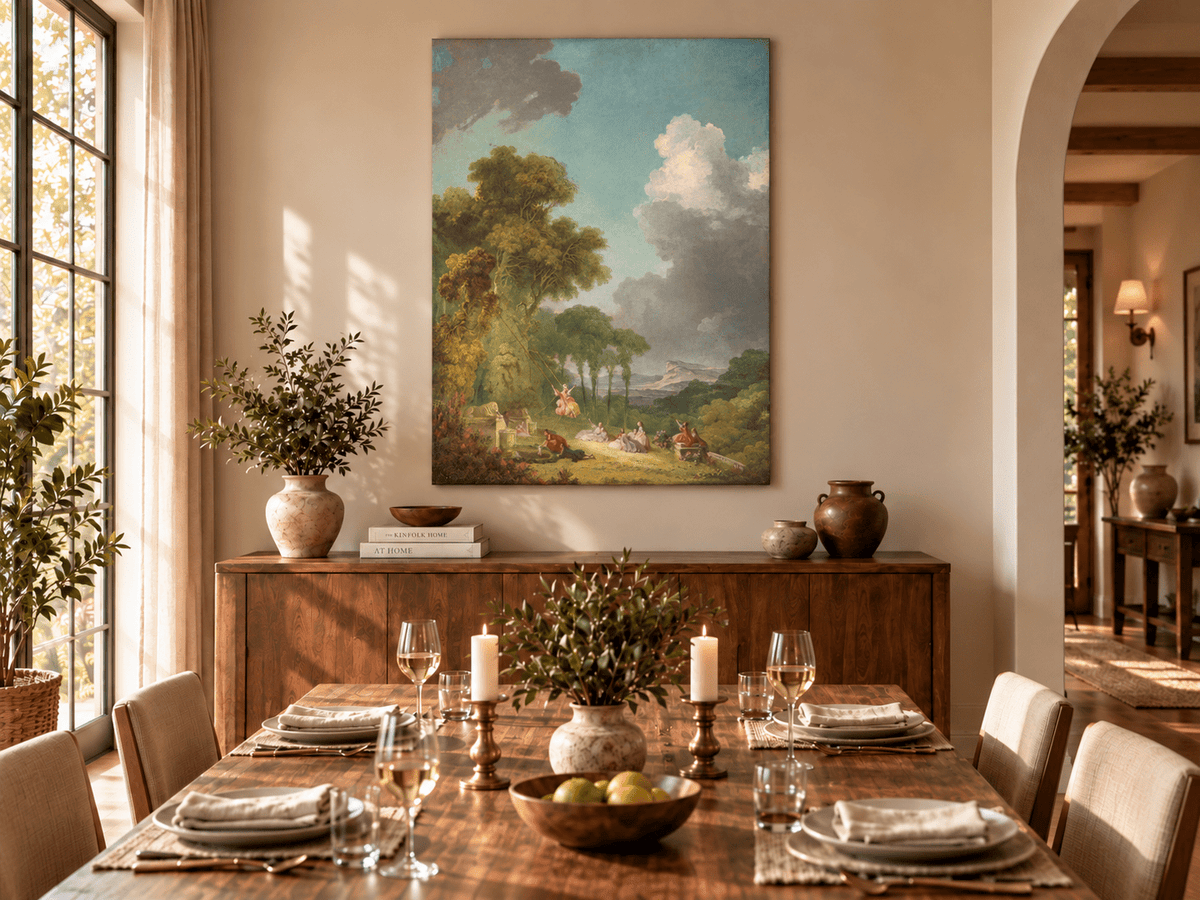 Landscape Oil Painting - Romantic Garden Landscape Figures &