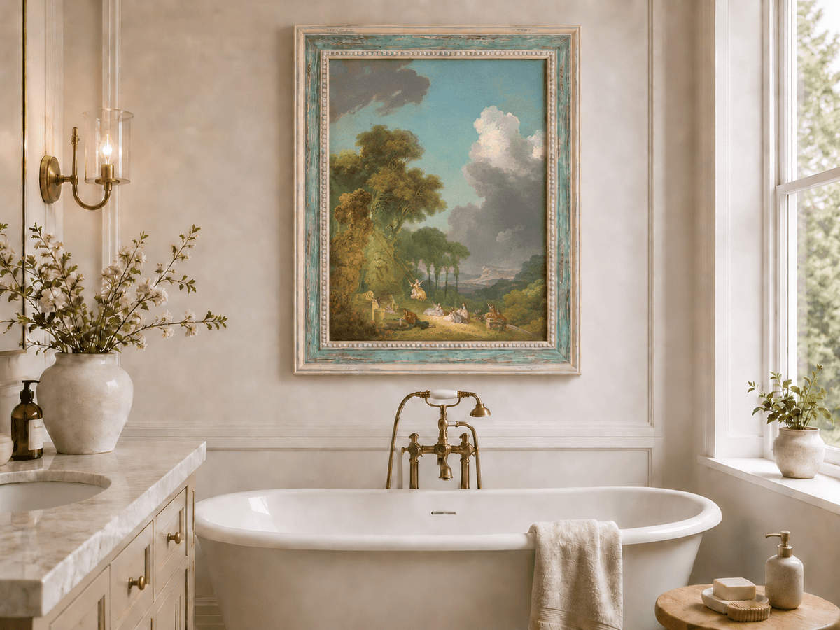 Landscape Oil Painting - Romantic Garden Landscape Figures &