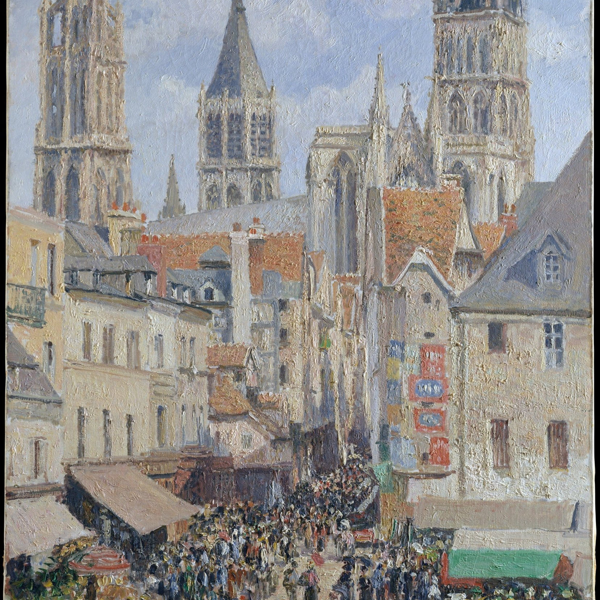 Landscape Oil Painting - Rouen Cathedral Market Street View - Oil Painting Haven