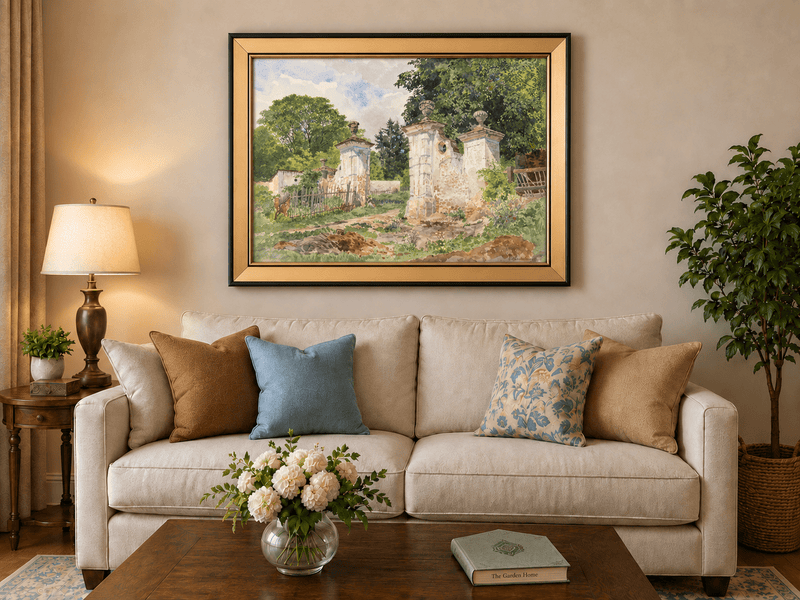 Landschaft Ölgemälde - Ländlicher Eingang Verwittert Ornamental