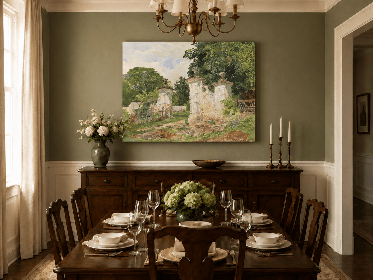 Landschaft Ölgemälde - Ländlicher Eingang Verwittert Ornamental