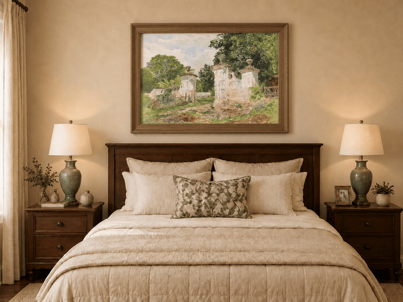 Landschaft Ölgemälde - Ländlicher Eingang Verwittert Ornamental