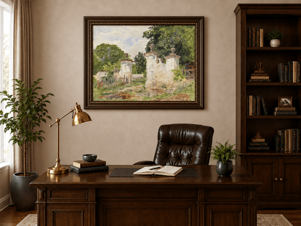 Landschaft Ölgemälde - Ländlicher Eingang Verwittert Ornamental