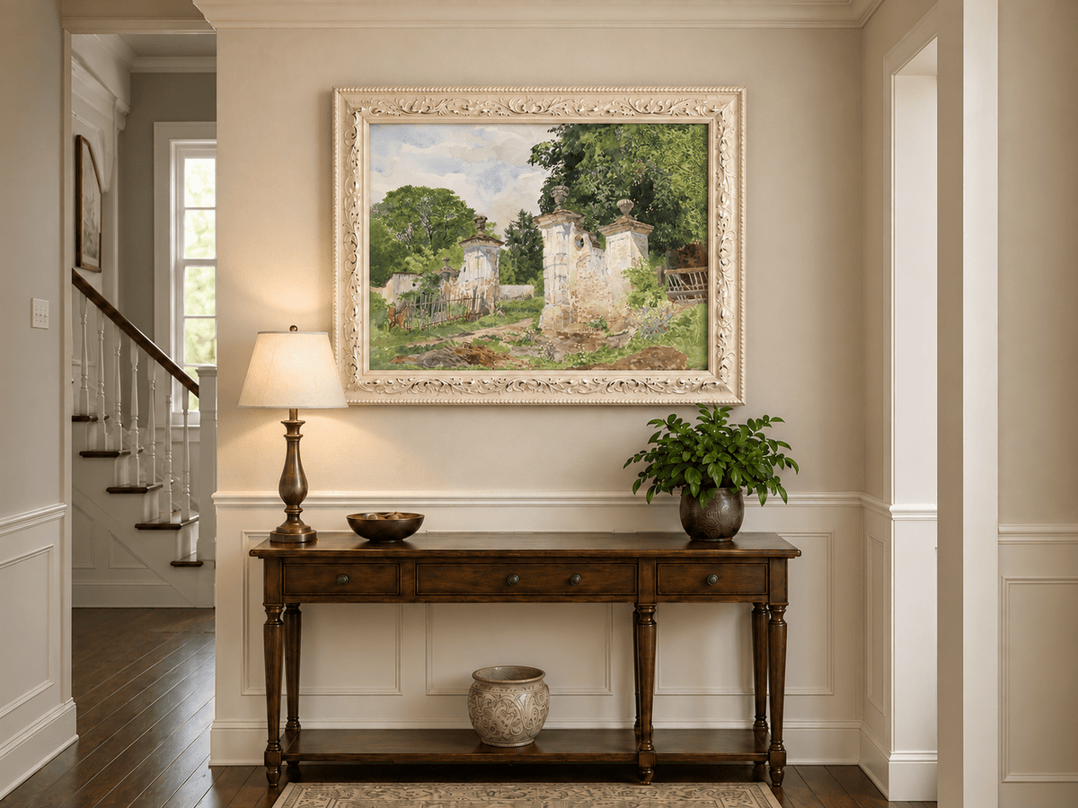Landschaft Ölgemälde - Ländlicher Eingang Verwittert Ornamental