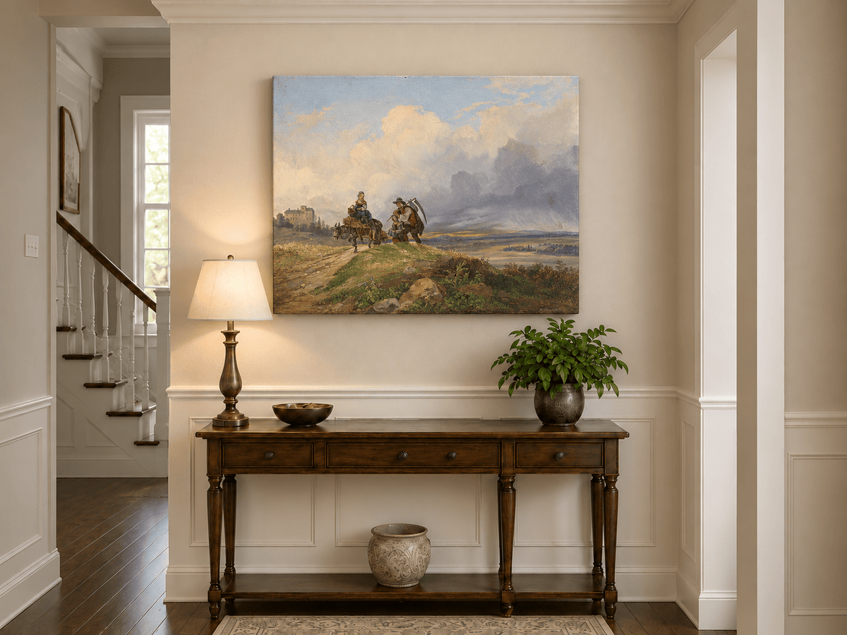 Landscape Oil Painting - Rural Harvest Homecoming