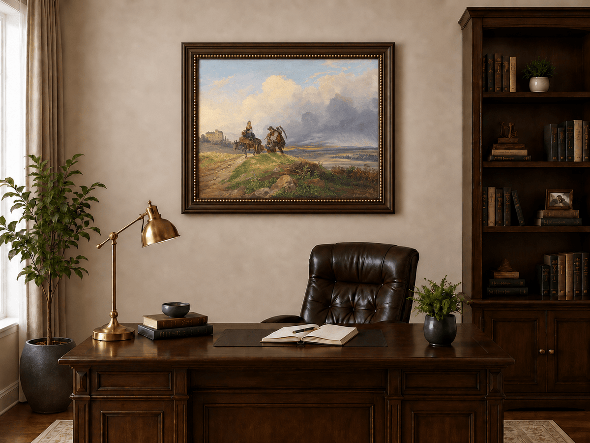 Landscape Oil Painting - Rural Harvest Homecoming
