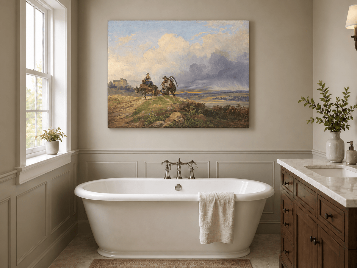 Landscape Oil Painting - Rural Harvest Homecoming
