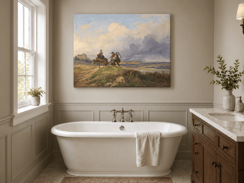 Landscape Oil Painting - Rural Harvest Homecoming