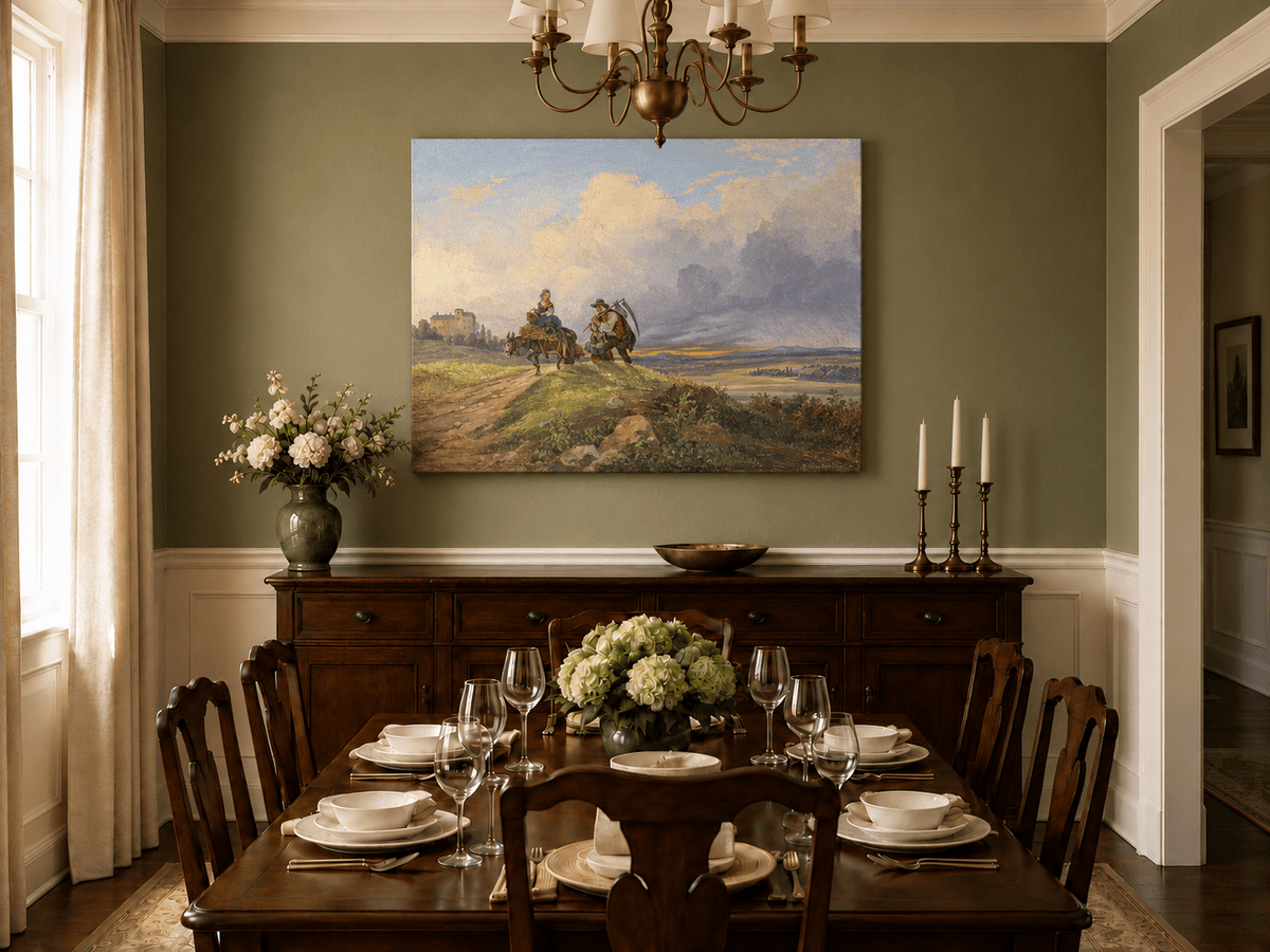 Landscape Oil Painting - Rural Harvest Homecoming