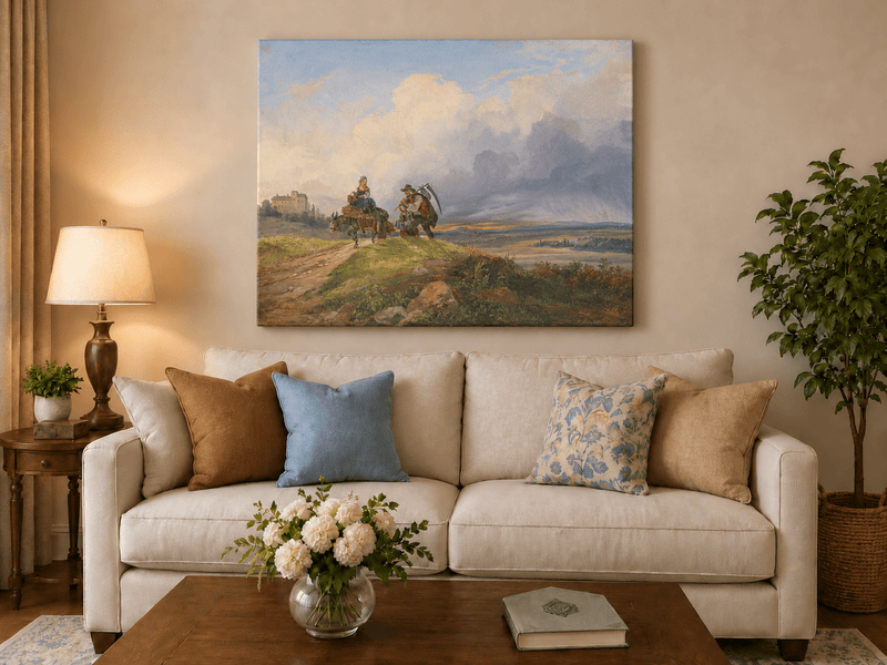 Landscape Oil Painting - Rural Harvest Homecoming