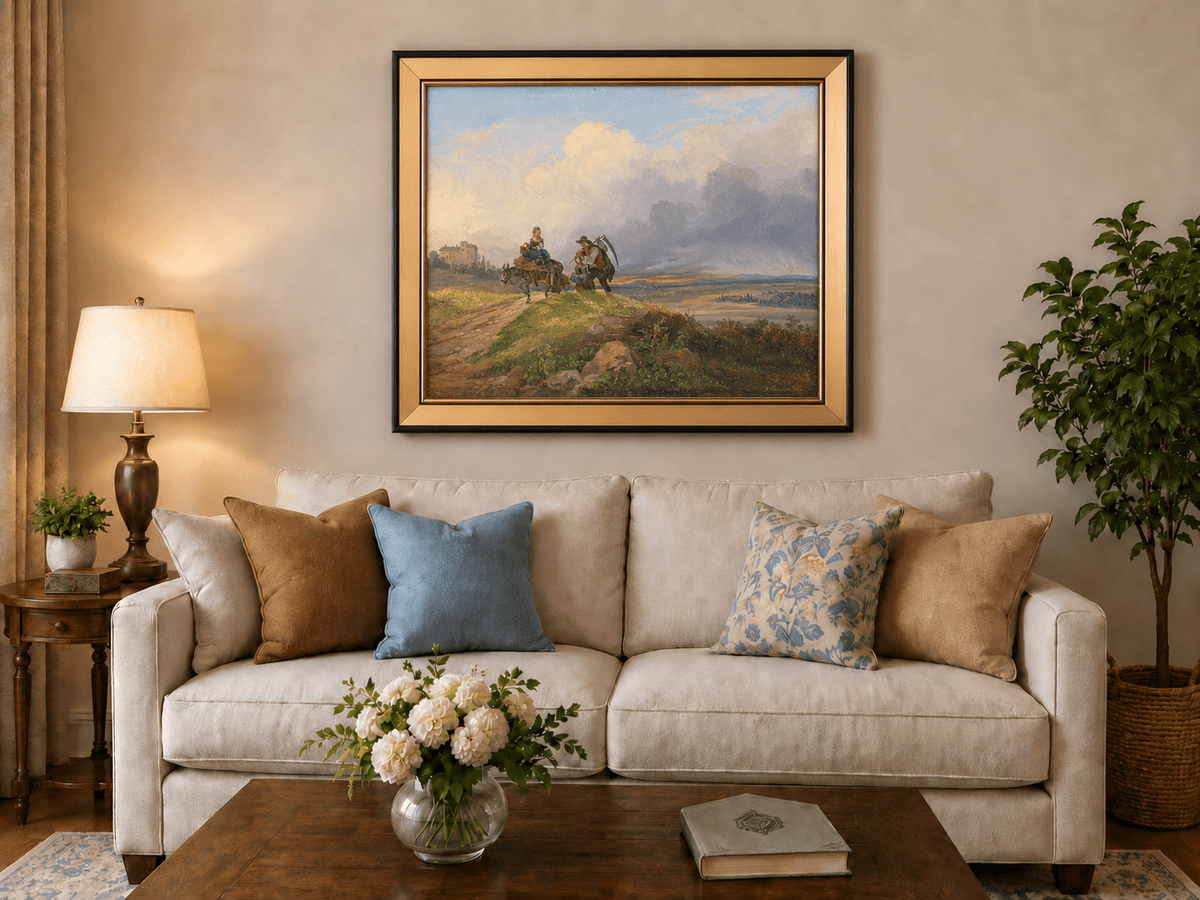 Landscape Oil Painting - Rural Harvest Homecoming