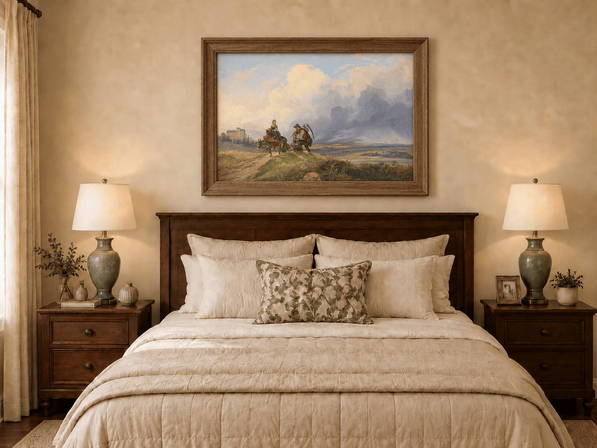 Landscape Oil Painting - Rural Harvest Homecoming