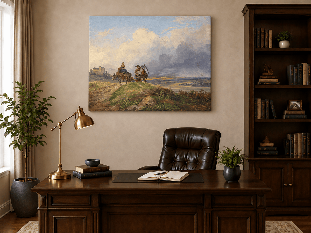 Landscape Oil Painting - Rural Harvest Homecoming
