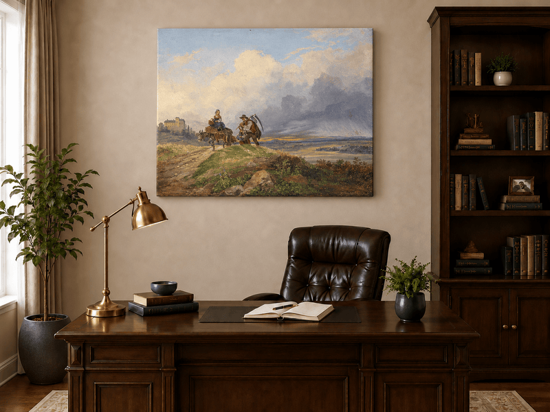 Landscape Oil Painting - Rural Harvest Homecoming