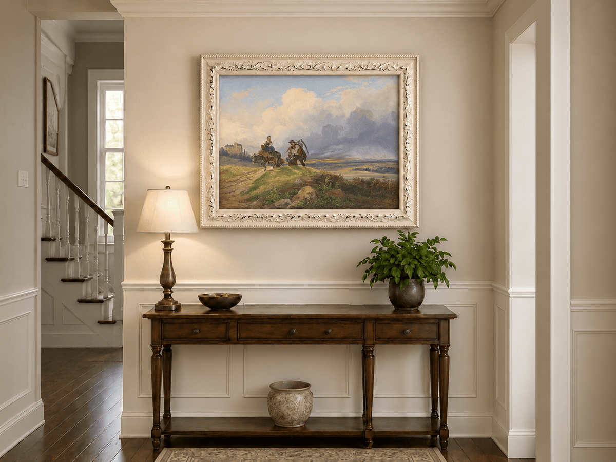 Landscape Oil Painting - Rural Harvest Homecoming