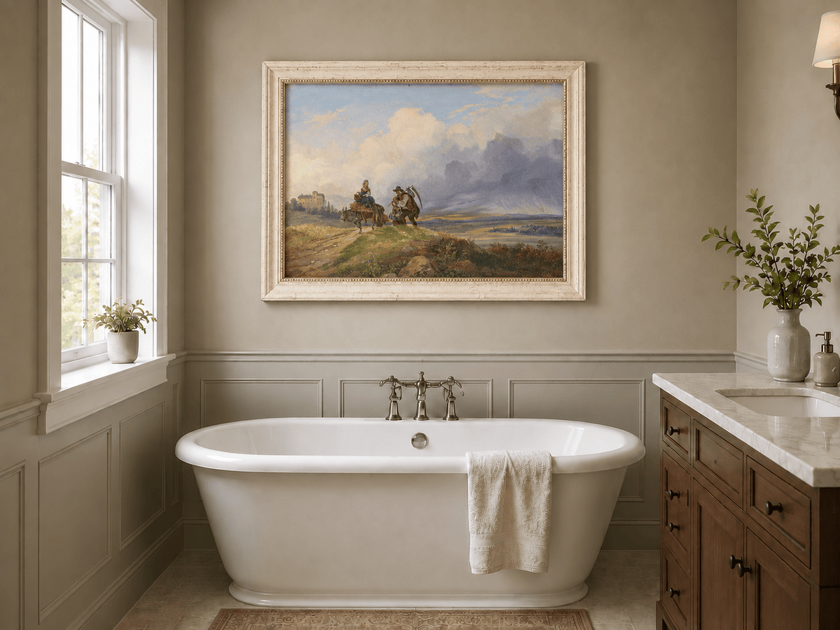 Landscape Oil Painting - Rural Harvest Homecoming