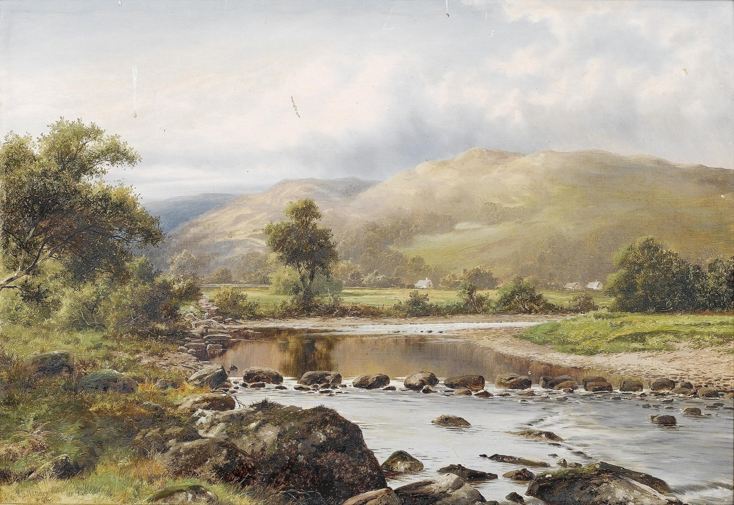 Landscape Oil Painting - Rural mountain river valley & rocky streams - Oil Painting Haven
