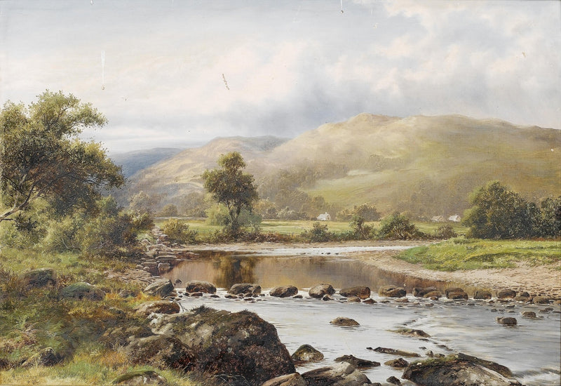 Landscape Oil Painting - Rural mountain river valley & rocky streams - Oil Painting Haven