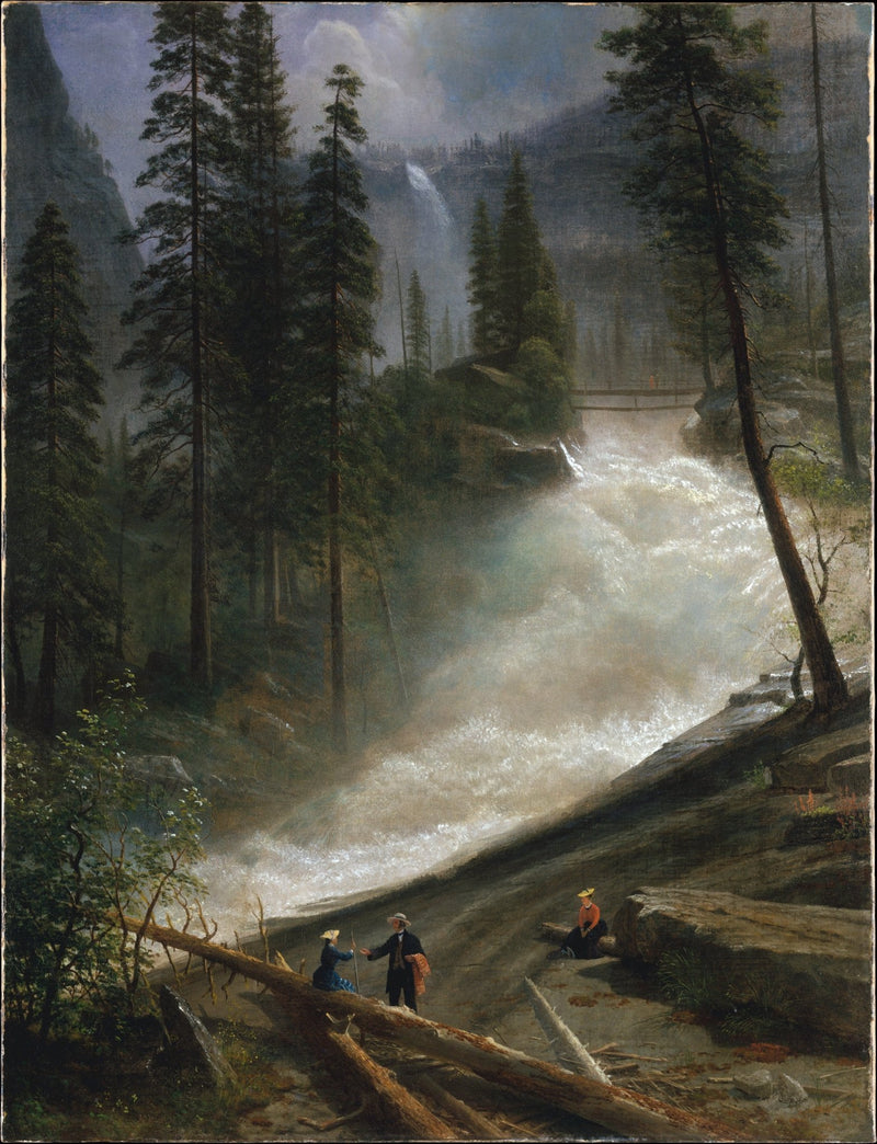Ölgemälde Landschaft - Fließender Fluss Figuren im Wald