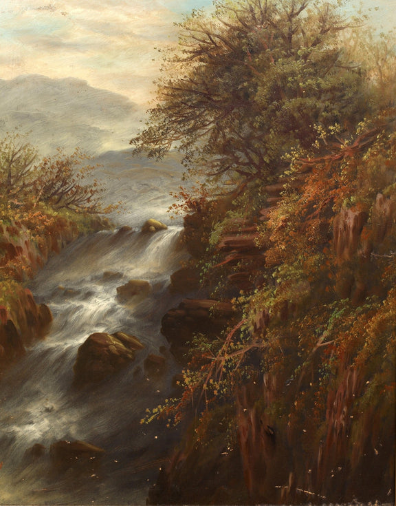 Landscape Oil Painting - Rushing stream autumn gorge - Oil Painting Haven