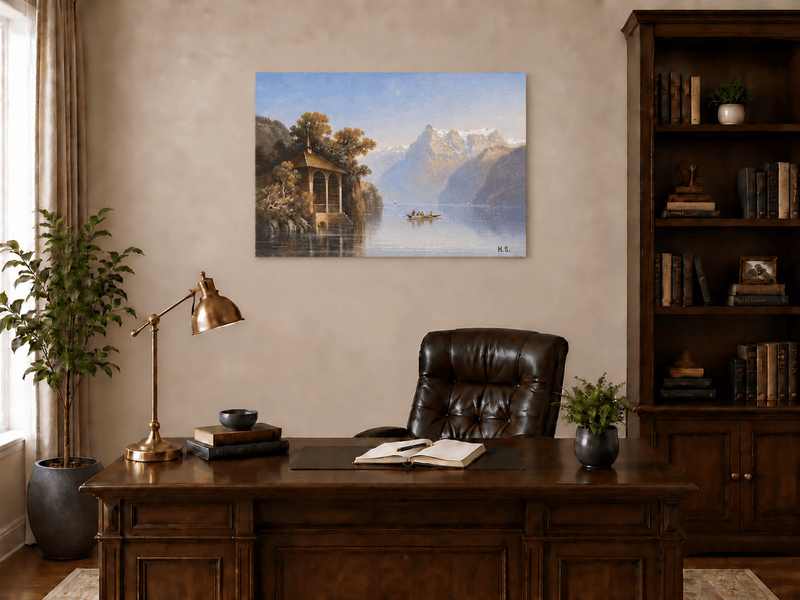 Peinture à l'huile de paysage - Chevaux de ferme rustique des Alpes | Peint à la main