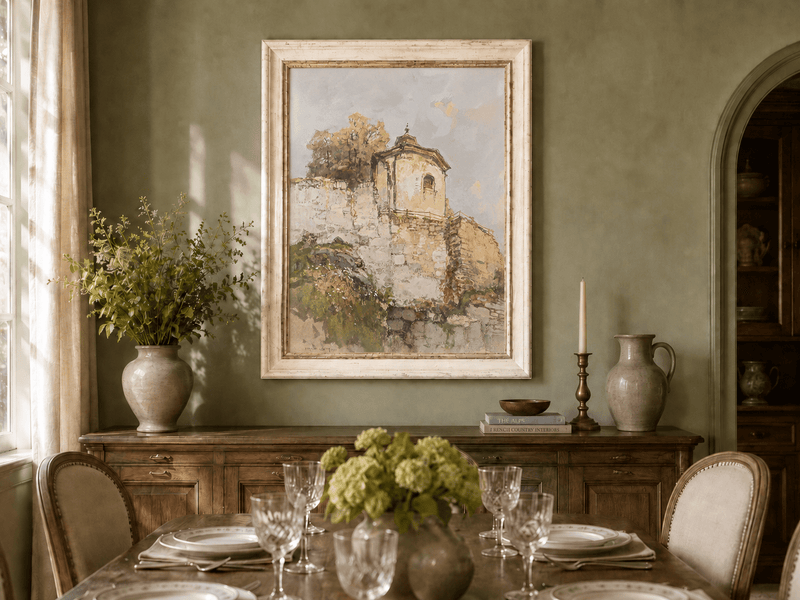 Peinture à l'huile de paysage - Rivière printanière avec pêcheur et arbres