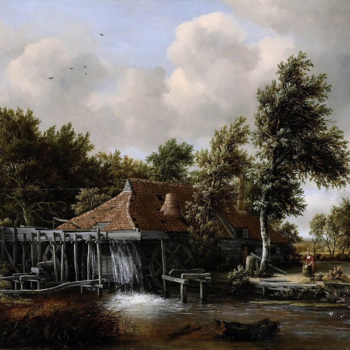 Landscape Oil Painting - Rustic Watermill Countryside Scene - Oil Painting Haven