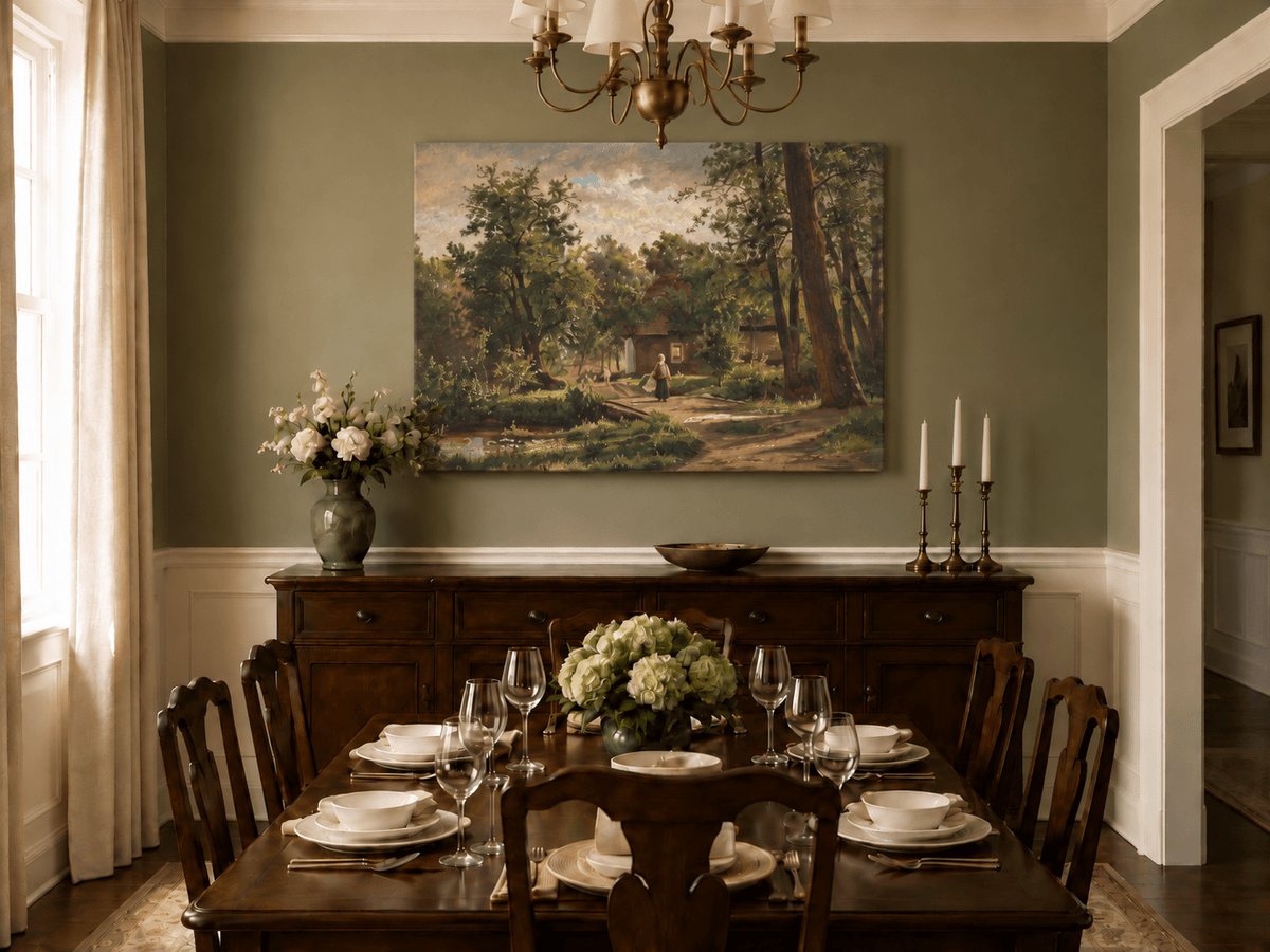 Landscape Oil Painting - Rustic Woodland Cottage Garden Path