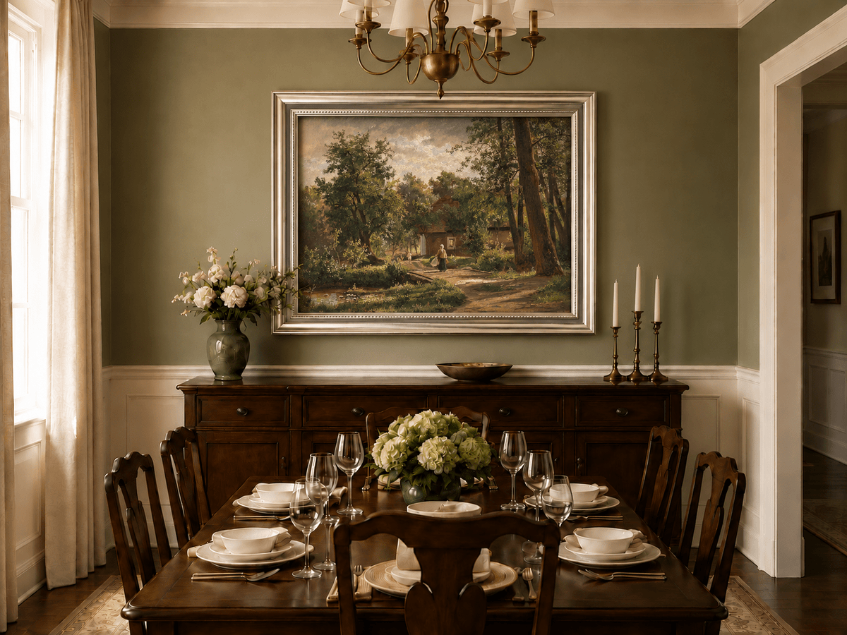 Landscape Oil Painting - Rustic Woodland Cottage Garden Path