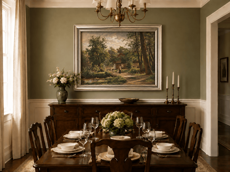 Landscape Oil Painting - Rustic Woodland Cottage Garden Path