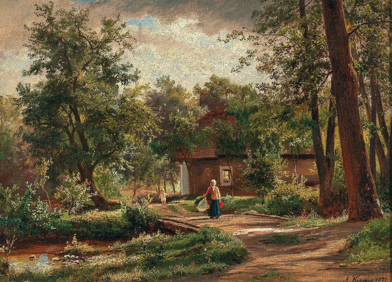 Landscape Oil Painting - Rustic Woodland Cottage Garden Path - Oil Painting Haven