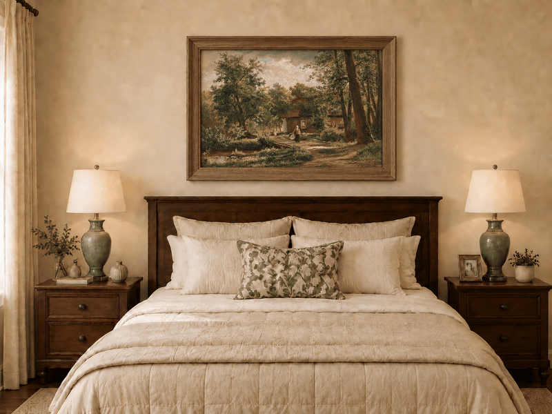 Landscape Oil Painting - Rustic Woodland Cottage Garden Path