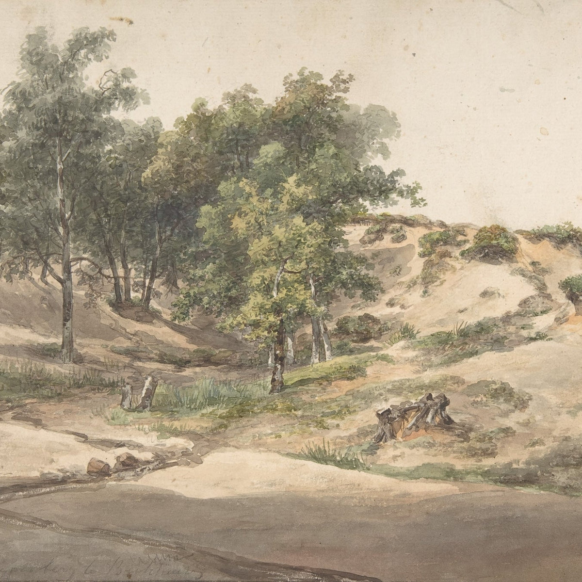 Landscape Oil Painting - Sandy Dunes and Woodland Path Scene - Oil Painting Haven