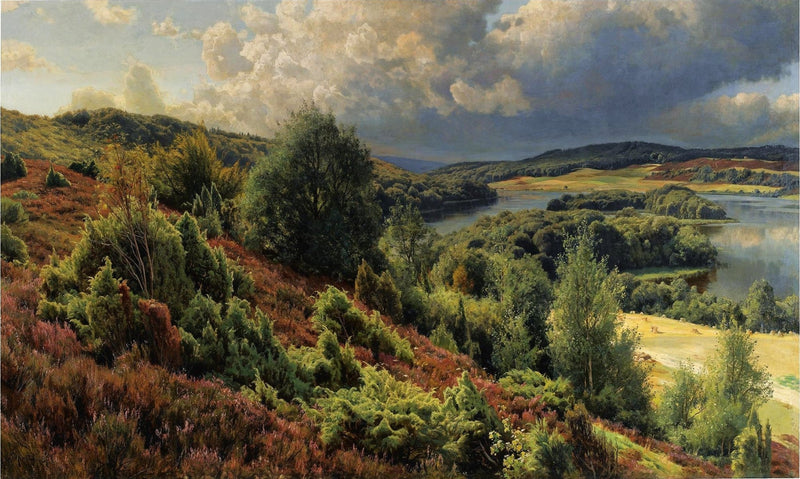 Landscape Oil Painting - Scenic River Valley with Lush Hills - Oil Painting Haven