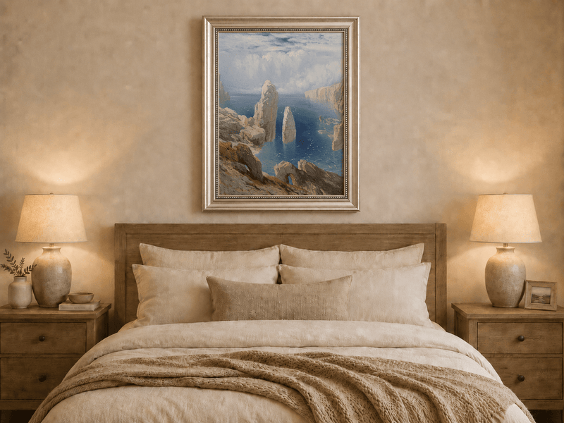 Landscape Oil Painting - Sea Cliff Pinnacles Turquoise Waters