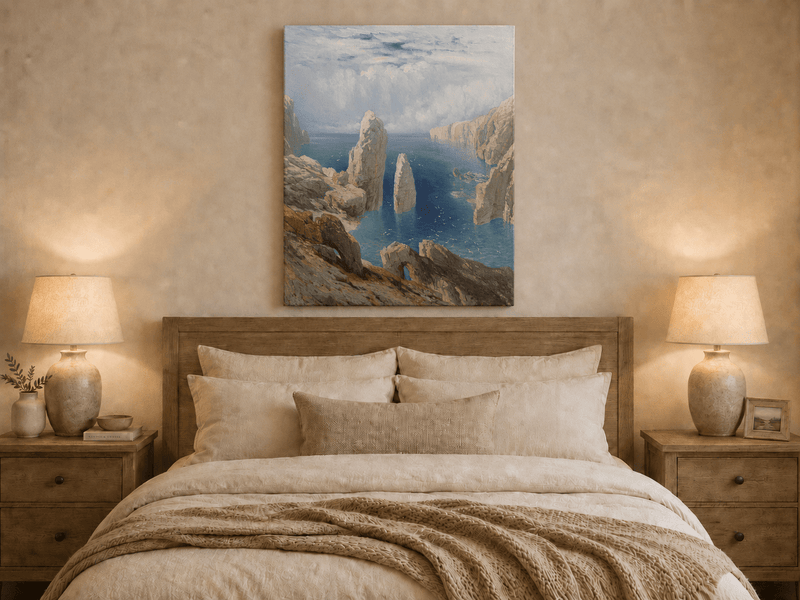 Landscape Oil Painting - Sea Cliff Pinnacles Turquoise Waters