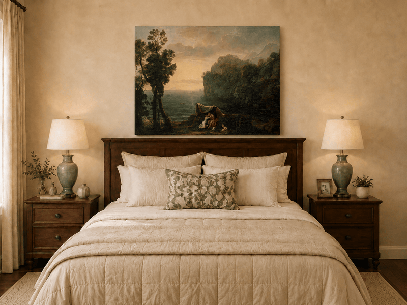 Landscape Oil Painting - Seaside Figures & Rocky Cliffs